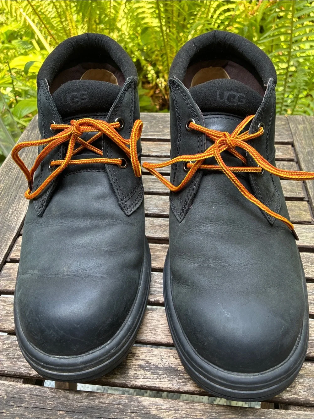 UGG Men's Black Chukka Boots with Orange Laces